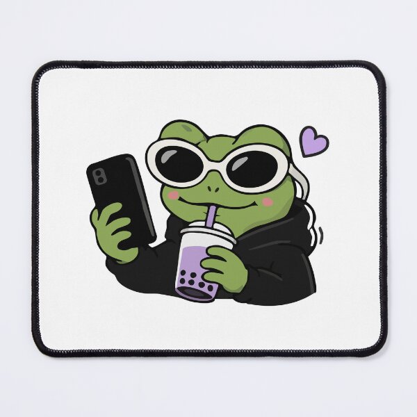 Item preview, Gen Z Frog Boba Selfie Kawaii Aesthetic Funny Frog designed and sold by VectorForge Studio.