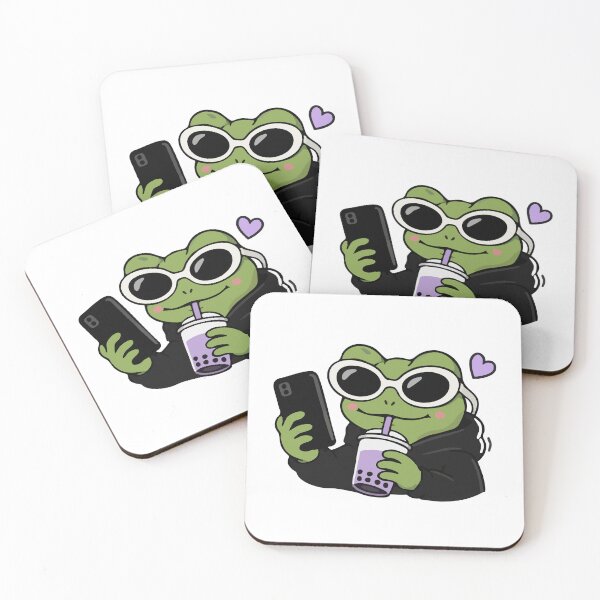 Item preview, Gen Z Frog Boba Selfie Kawaii Aesthetic Funny Frog designed and sold by VectorForge Studio.