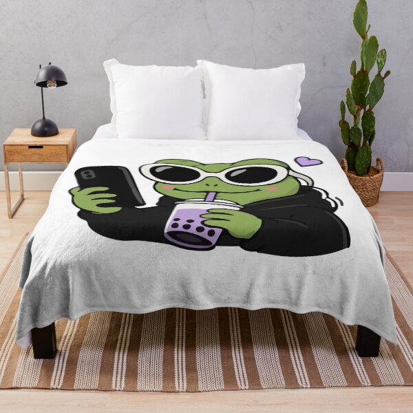 Item preview, Gen Z Frog Boba Selfie Kawaii Aesthetic Funny Frog designed and sold by VectorForge Studio.