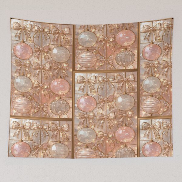 Item preview, Coquette Christmas Bows Elegant Stained Glass designed and sold by BriSher.