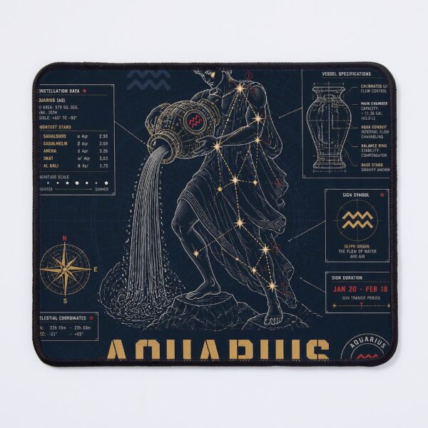 Item preview, Aquarius Zodiac Blueprint Art | Astral Technical Illustration designed and sold by SunnyDesign82.