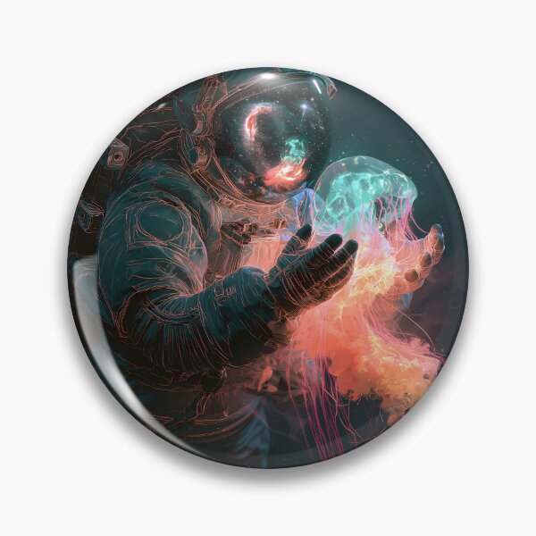 Item preview, Astronaut and Neon Jellyfish Deep Space Art designed and sold by FrostyFrisby.