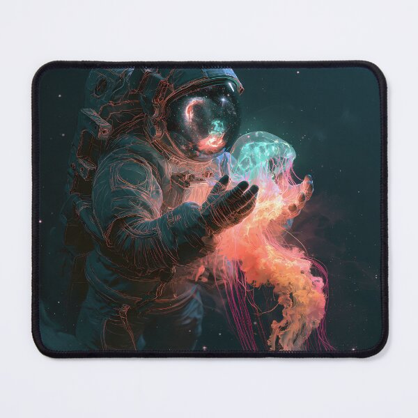 Item preview, Astronaut and Neon Jellyfish Deep Space Art designed and sold by FrostyFrisby.