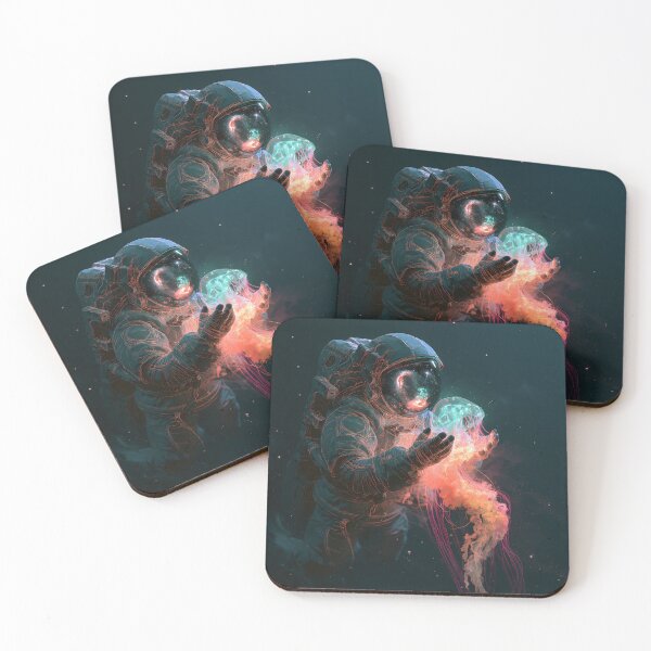 Item preview, Astronaut and Neon Jellyfish Deep Space Art designed and sold by FrostyForge.