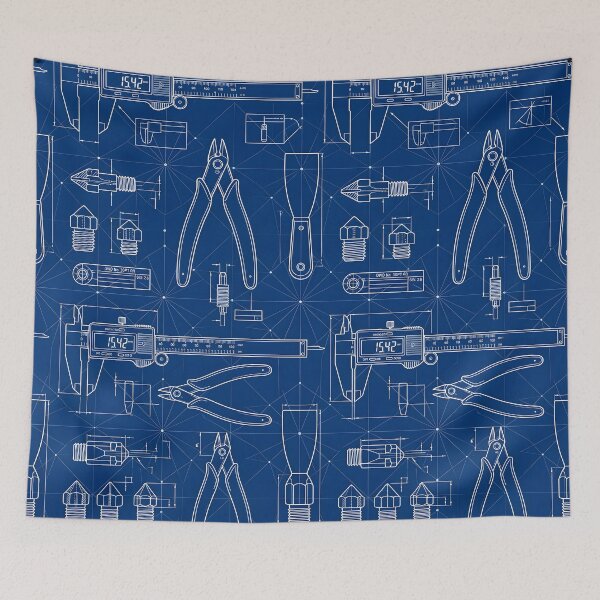 Item preview, Maker Tools Digital Calipers Flush Cutters Seamless Pattern designed and sold by ThirdShiftLab.