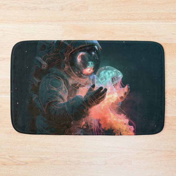Item preview, Astronaut and Neon Jellyfish Deep Space Art designed and sold by FrostyFrisby.