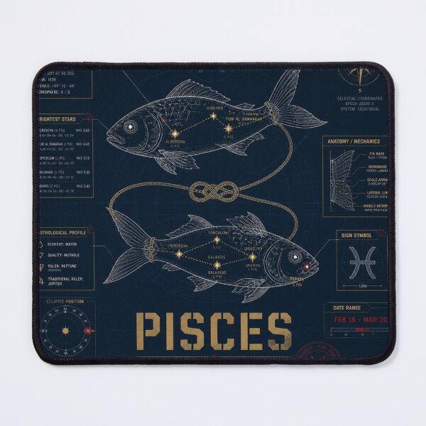 Item preview, Pisces Zodiac Blueprint Art | Astral Technical Illustration designed and sold by SunnyDesign82.
