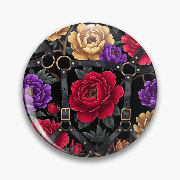 Item preview, Dark Floral Leather Harness Pattern – Gothic Peony & Rose Design designed and sold by ZhivanCrimson.