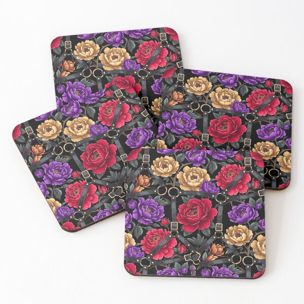 Item preview, Dark Floral Leather Harness Pattern – Gothic Peony & Rose Design designed and sold by ZhivanCrimson.