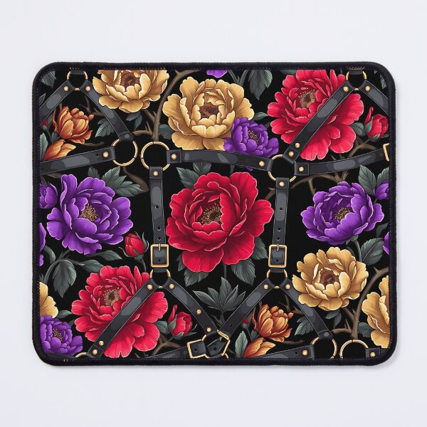 Item preview, Dark Floral Leather Harness Pattern – Gothic Peony & Rose Design designed and sold by ZhivanCrimson.