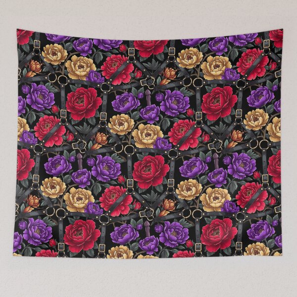 Item preview, Dark Floral Leather Harness Pattern – Gothic Peony & Rose Design designed and sold by ZhivanCrimson.