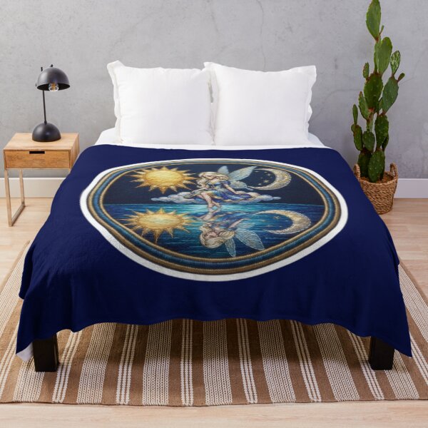 Item preview, Embroidery featuring a fairy design, a celestial sun and moon, and their reflection designed and sold by Azurart2.