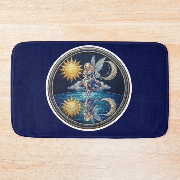 Item preview, Embroidery featuring a fairy design, a celestial sun and moon, and their reflection designed and sold by Azurart2.