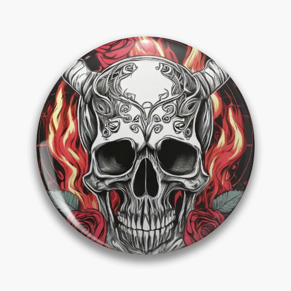 Item preview, Animated Skull with roses and Devil horns designed and sold by chamby479.