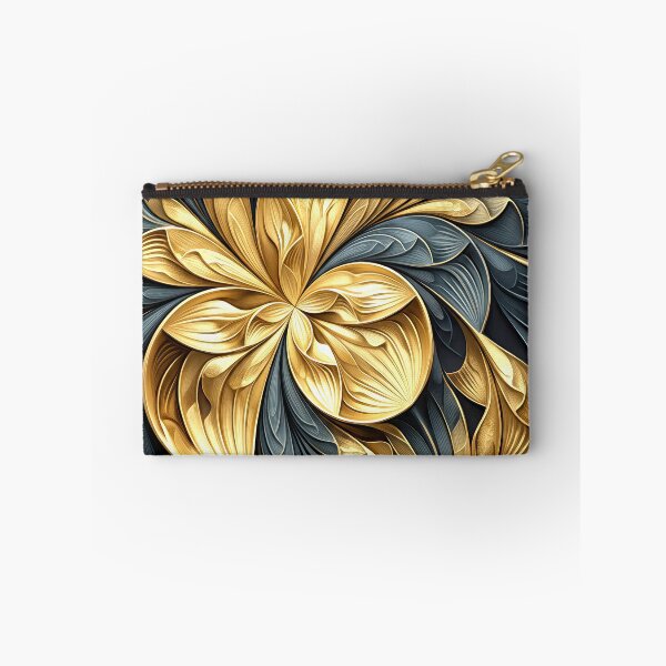 Item preview, Elegant Gold and Blue-Black Floral Fractal designed and sold by Frackxion.