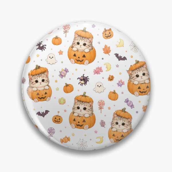 Item preview, Pumpkin Cat Halloween Pattern designed and sold by Moochie Studios.
