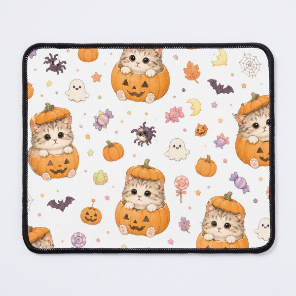 Item preview, Pumpkin Cat Halloween Pattern designed and sold by Moochie Studios.