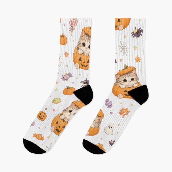 Item preview, Pumpkin Cat Halloween Pattern designed and sold by Moochie Studios.