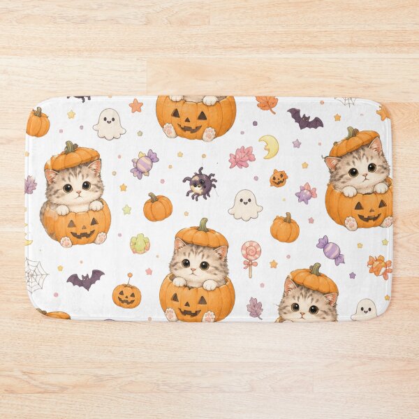 Item preview, Pumpkin Cat Halloween Pattern designed and sold by Moochie Studios.