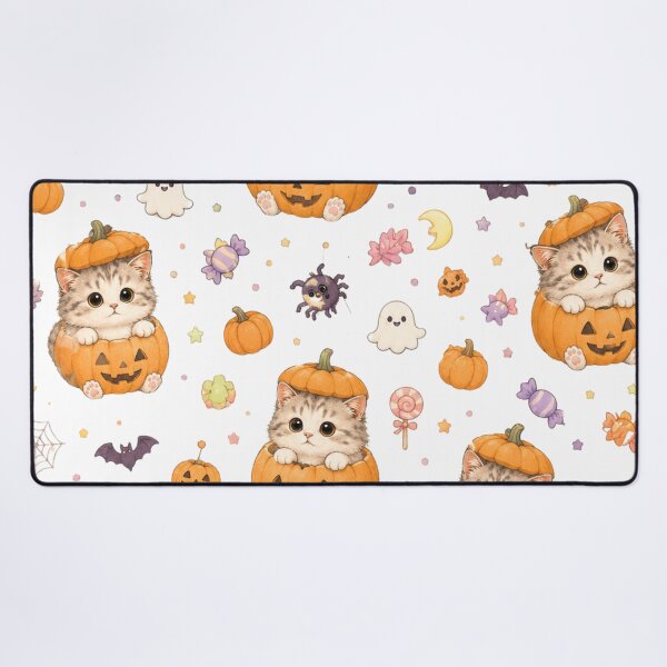 Item preview, Pumpkin Cat Halloween Pattern designed and sold by Moochie Studios.