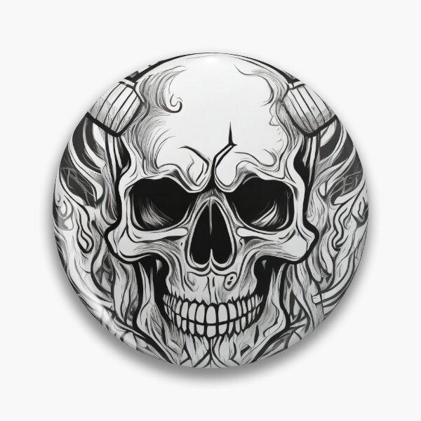 Item preview, Animated Skull with Devil Horns black and white designed and sold by chamby479.