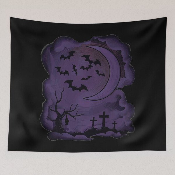 Item preview, Bats, graves, moonlit night designed and sold by Kirei-Lily.