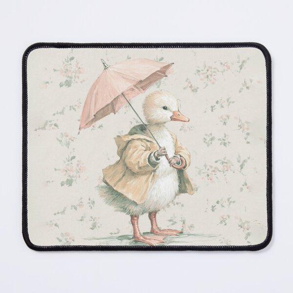 Item preview, Little Goose with Umbrella Rainy Day Watercolor designed and sold by GoodOldPrints4.