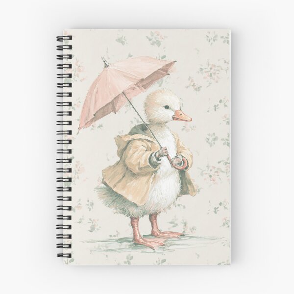 Item preview, Little Goose with Umbrella Rainy Day Watercolor designed and sold by GoodOldPrints4.