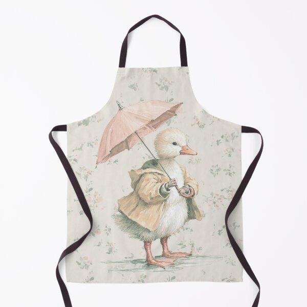 Item preview, Little Goose with Umbrella Rainy Day Watercolor designed and sold by GoodOldPrints4.
