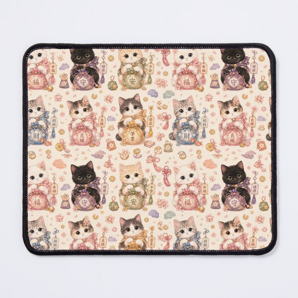 Item preview, Lucky Fortune Kitties – Japanese Charm Cat Pattern designed and sold by sara747.
