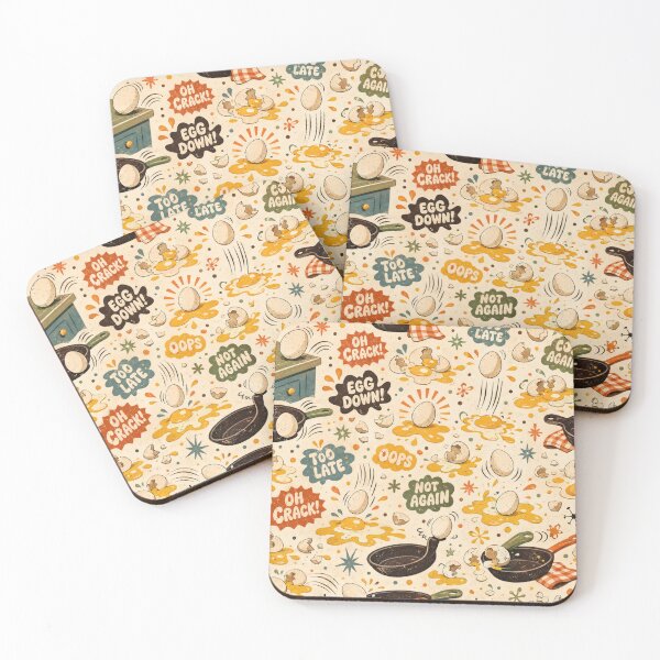 Item preview, Egg Disaster – Funny Retro Kitchen Pattern designed and sold by Golden Era Studio.