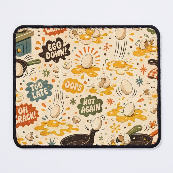 Item preview, Egg Disaster – Funny Retro Kitchen Pattern designed and sold by Golden Era Studio.
