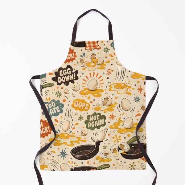 Item preview, Egg Disaster – Funny Retro Kitchen Pattern designed and sold by Golden Era Studio.