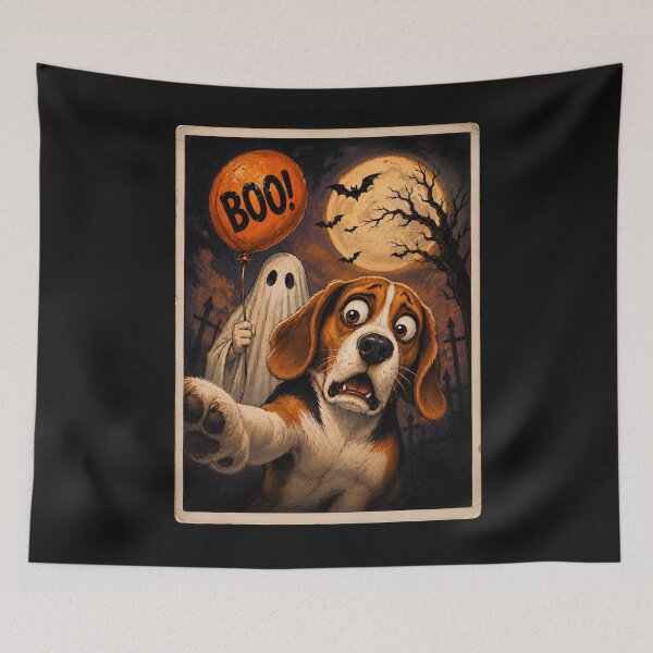Item preview, Scared Beagle Ghost Halloween Selfie Funny Dog Lover Graphic designed and sold by JerdbordinShop.