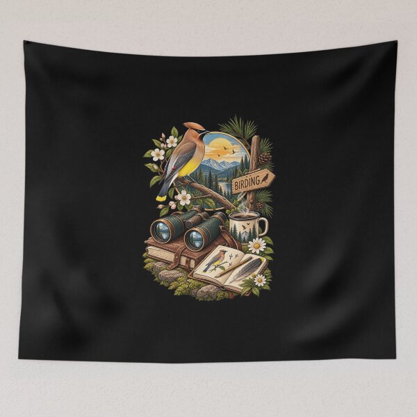 Item preview, Birding Vintage Nature Bird Watching Art designed and sold by JKDJ.