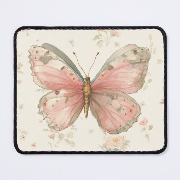 Item preview, Pink Butterfly Delicate Floral Watercolor designed and sold by GoodOldPrints4.