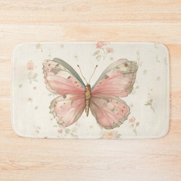 Item preview, Pink Butterfly Delicate Floral Watercolor designed and sold by GoodOldPrints4.