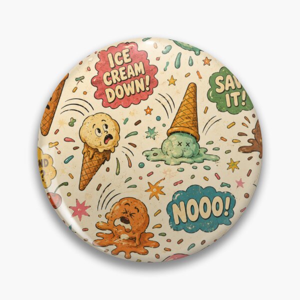 Item preview, Ice Cream Down – Funny Groovy Retro Pattern designed and sold by Golden Era Studio.