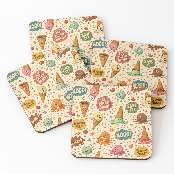 Item preview, Ice Cream Down – Funny Groovy Retro Pattern designed and sold by Golden Era Studio.