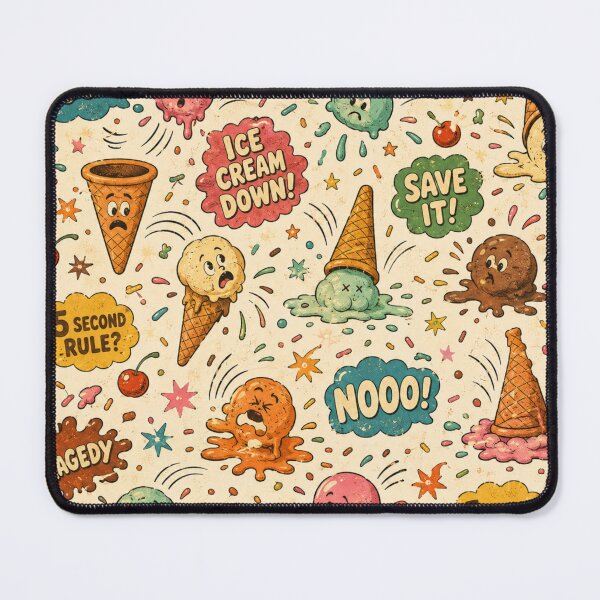 Item preview, Ice Cream Down – Funny Groovy Retro Pattern designed and sold by Golden Era Studio.