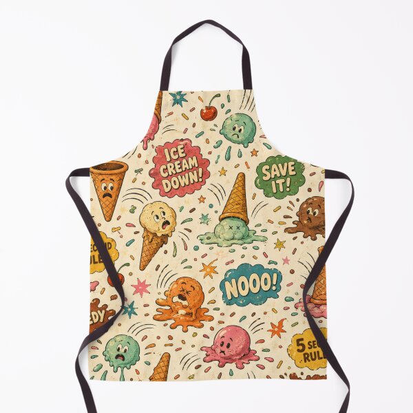 Item preview, Ice Cream Down – Funny Groovy Retro Pattern designed and sold by Golden Era Studio.