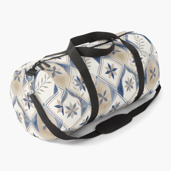 Item preview, Blue and Beige Mediterranean Floral Tile Pattern designed and sold by HappyOops.
