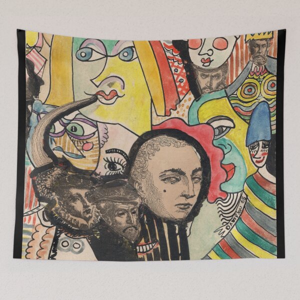 Item preview, Psychedelic Faces Collage | Original 1965 Vintage Mixed Media Art designed and sold by RedHook-Art.