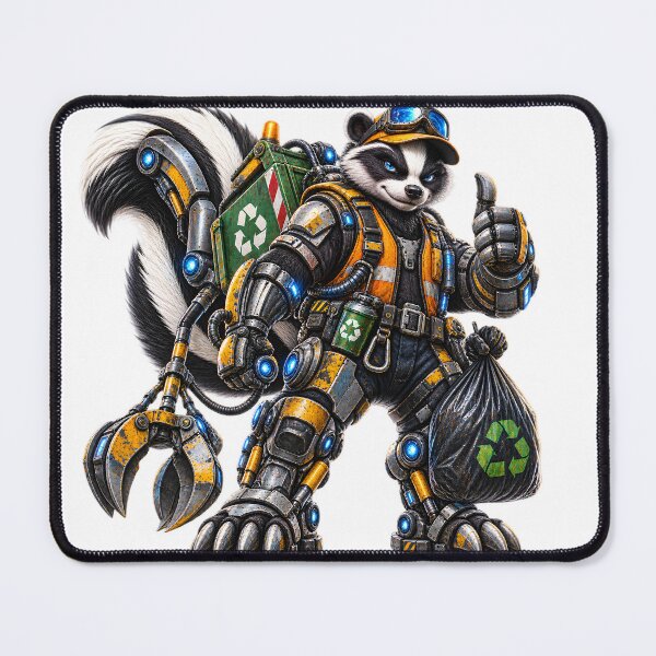 Item preview, Steel Skunk Waste Management Operator – Funny Mechanical Animal Worker designed and sold by SteelCoat Studio.