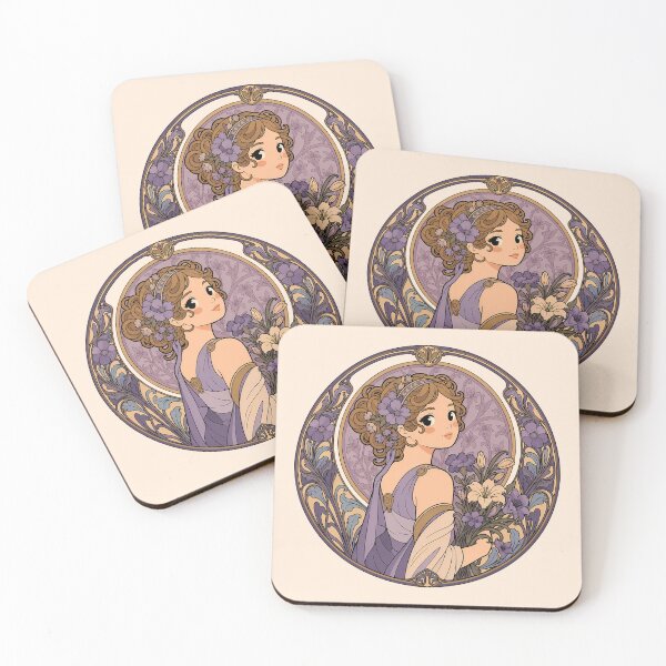 Item preview, Art Nouveau Floral Maiden – Vintage Botanical Woman with Flowers - Violet designed and sold by FloreDreamStudio.