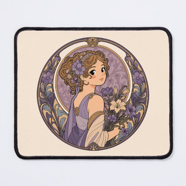 Item preview, Art Nouveau Floral Maiden – Vintage Botanical Woman with Flowers - Violet designed and sold by FloreDreamStudio.