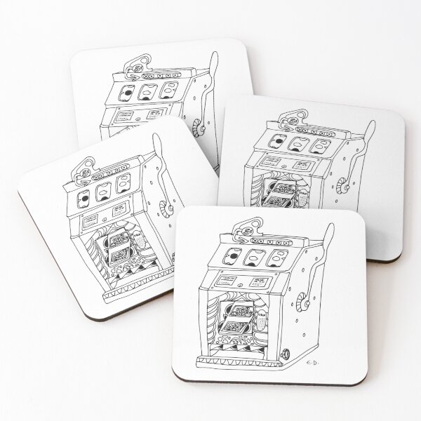 Item preview, Vintage Nickel Slot Machine – Mid-Century Pen & Ink Drawing designed and sold by RedHook-Art.