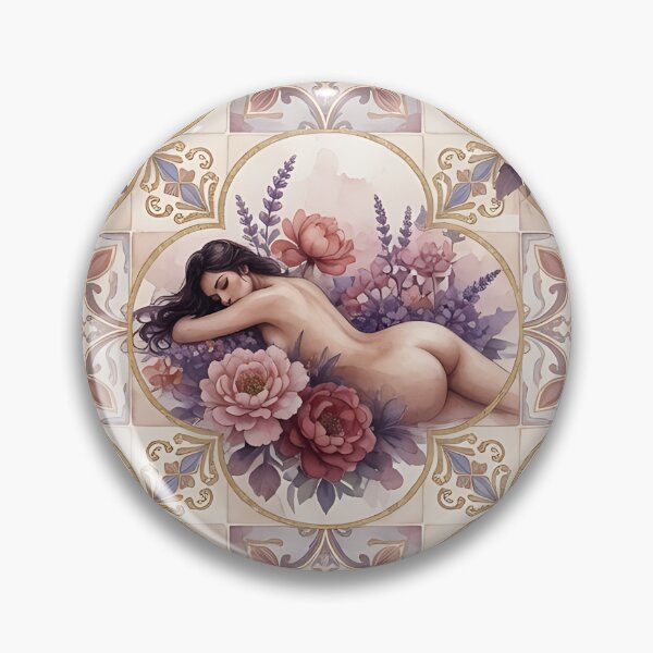Item preview, Vintage Art Nouveau Nude Women & Floral Tile Pattern designed and sold by HappyOops.