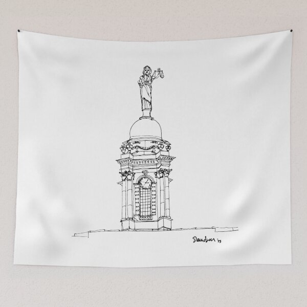 Item preview, Statue of Justice, NYC City Hall Tower – Vintage Pen & Ink Illustration designed and sold by RedHook-Art.