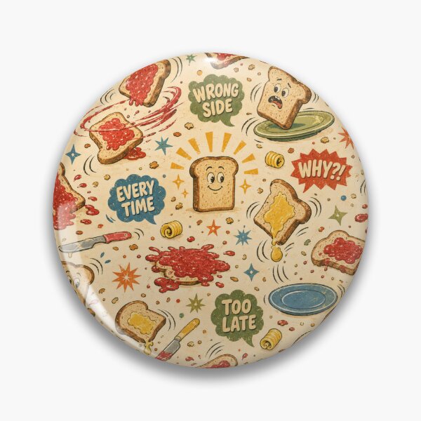 Item preview, Toast Always Lands Wrong – Funny Retro Breakfast Pattern designed and sold by Golden Era Studio.